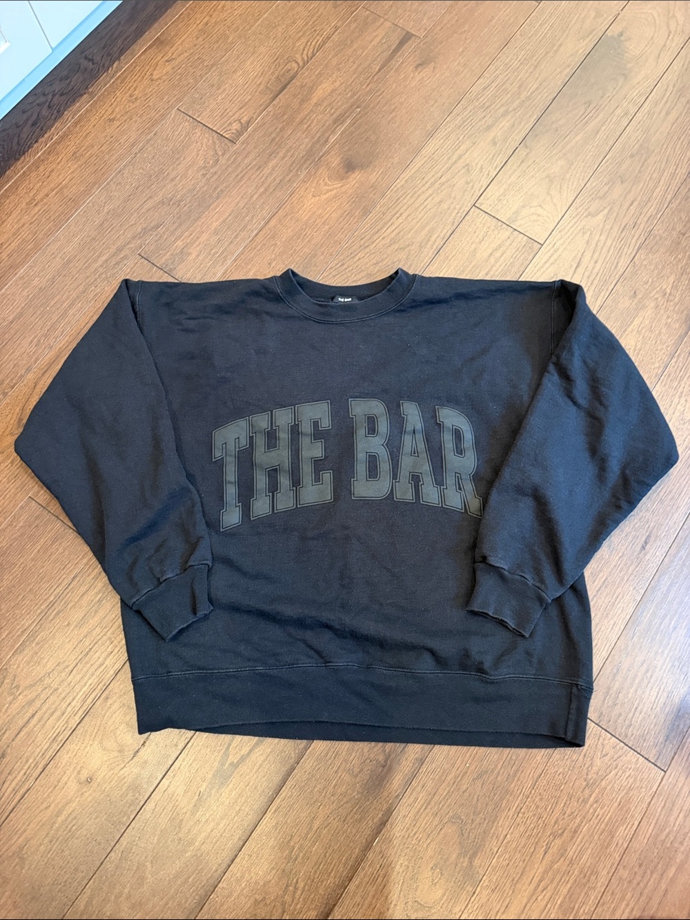 The Bar Varsity Black Sweater with Black Lettering Size Large - C1-X